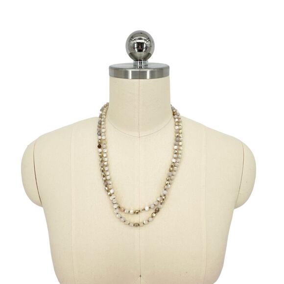 CHAN LUU Semi-Precious Necklace or Wrap Bracelet in White & Gold - Picture 3 of 7